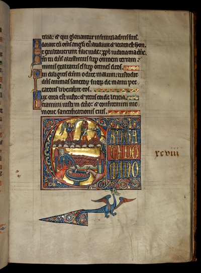 Ms 322 f.97r, Salmo 97, iniziale C, Annunciazione ai pastori, illustrazione dal 